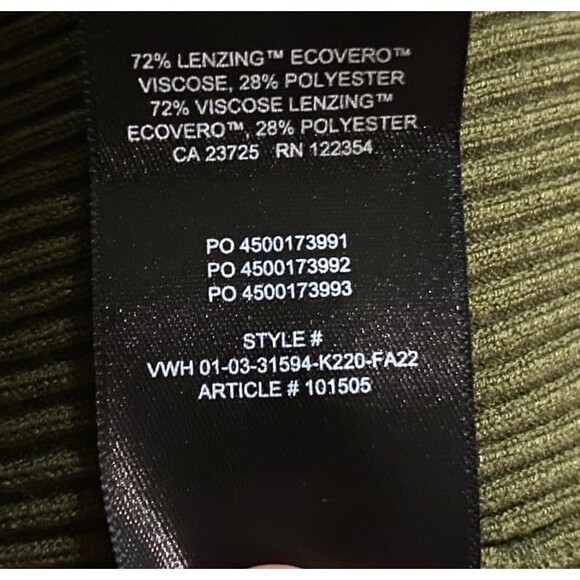 BABATON Aritzia Size M Green McSweeney Ribbed Sweater Open V Neck with Collar - Picture 9 of 9